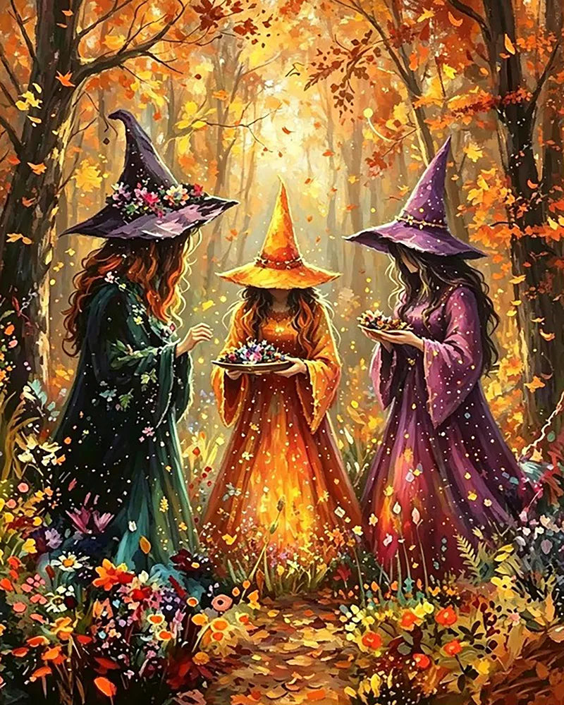 Autumn Witch Trio | Paint By Numbers Kit