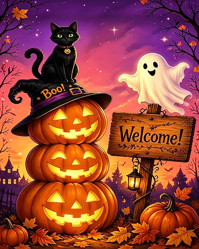 Boo Pumpkin Welcome | Paint By Numbers Kit