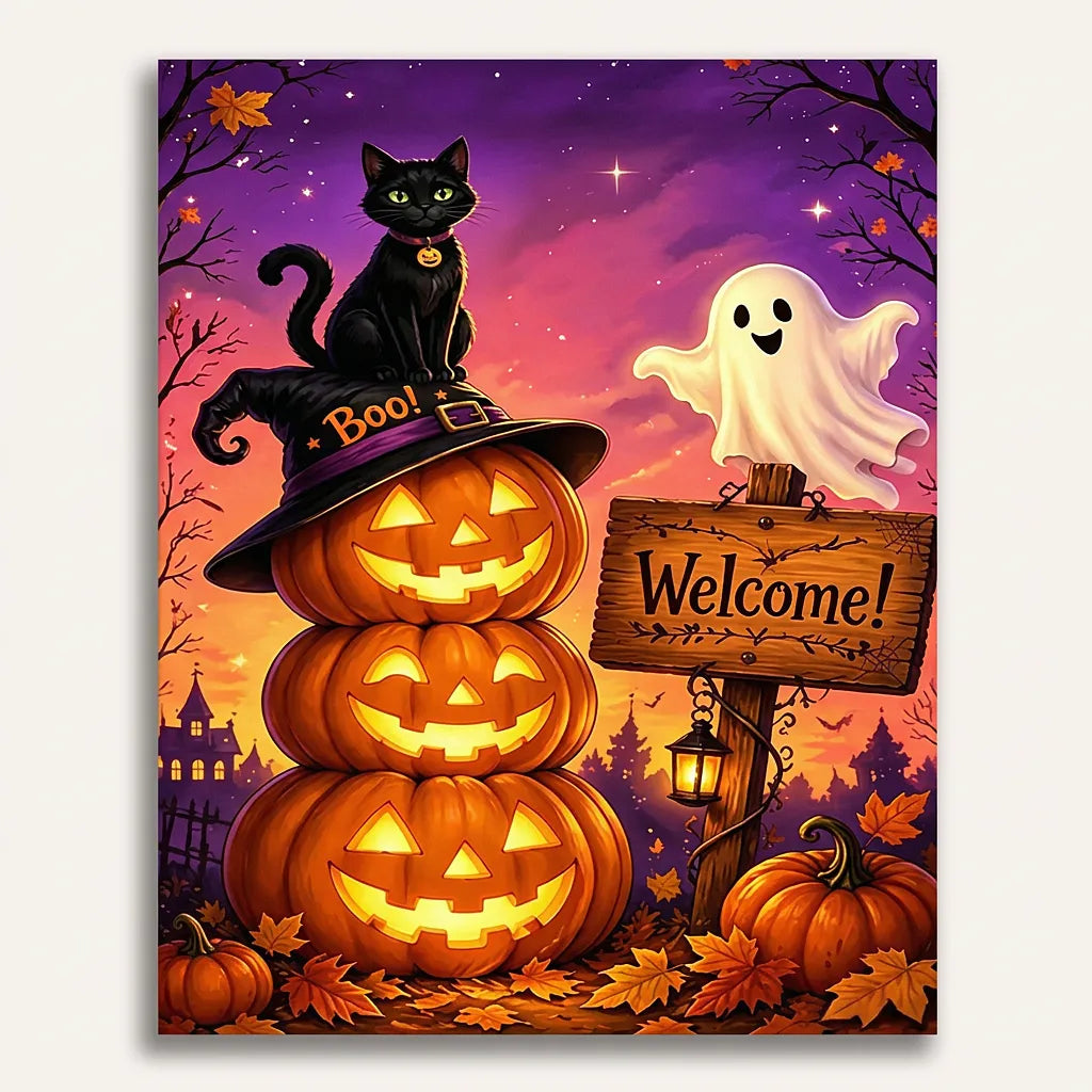 Boo Pumpkin Welcome | Paint By Numbers Kit