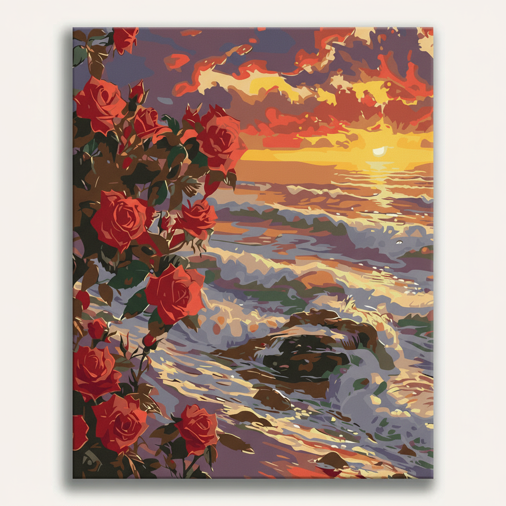 Roses Sunset Seascape | Paint By Numbers Kit