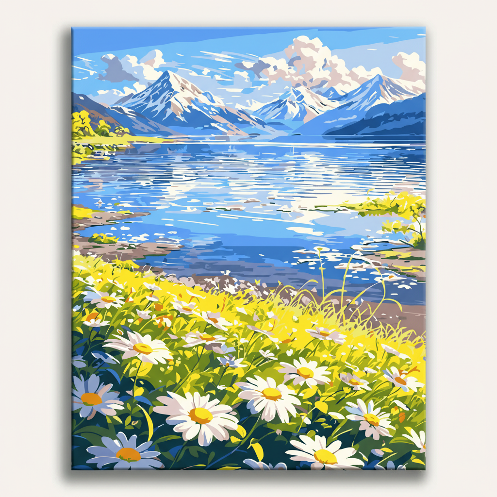 Mountain Lake Daisies | Paint By Numbers Kit