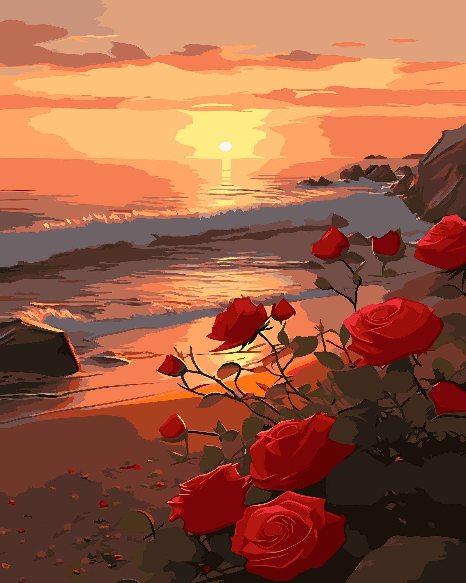 Sunset Roses Beach | Paint By Numbers Kit