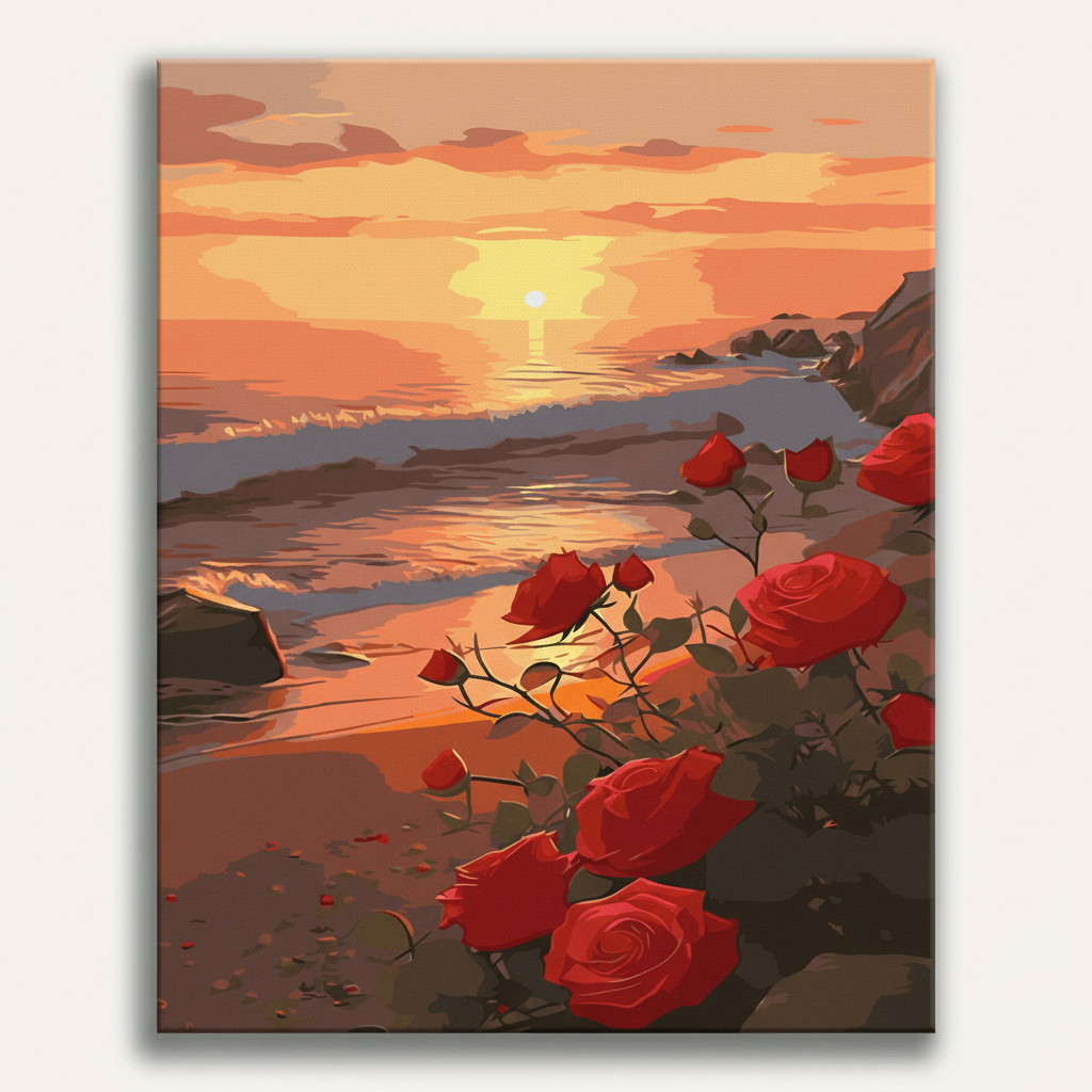 Sunset Roses Beach | Paint By Numbers Kit