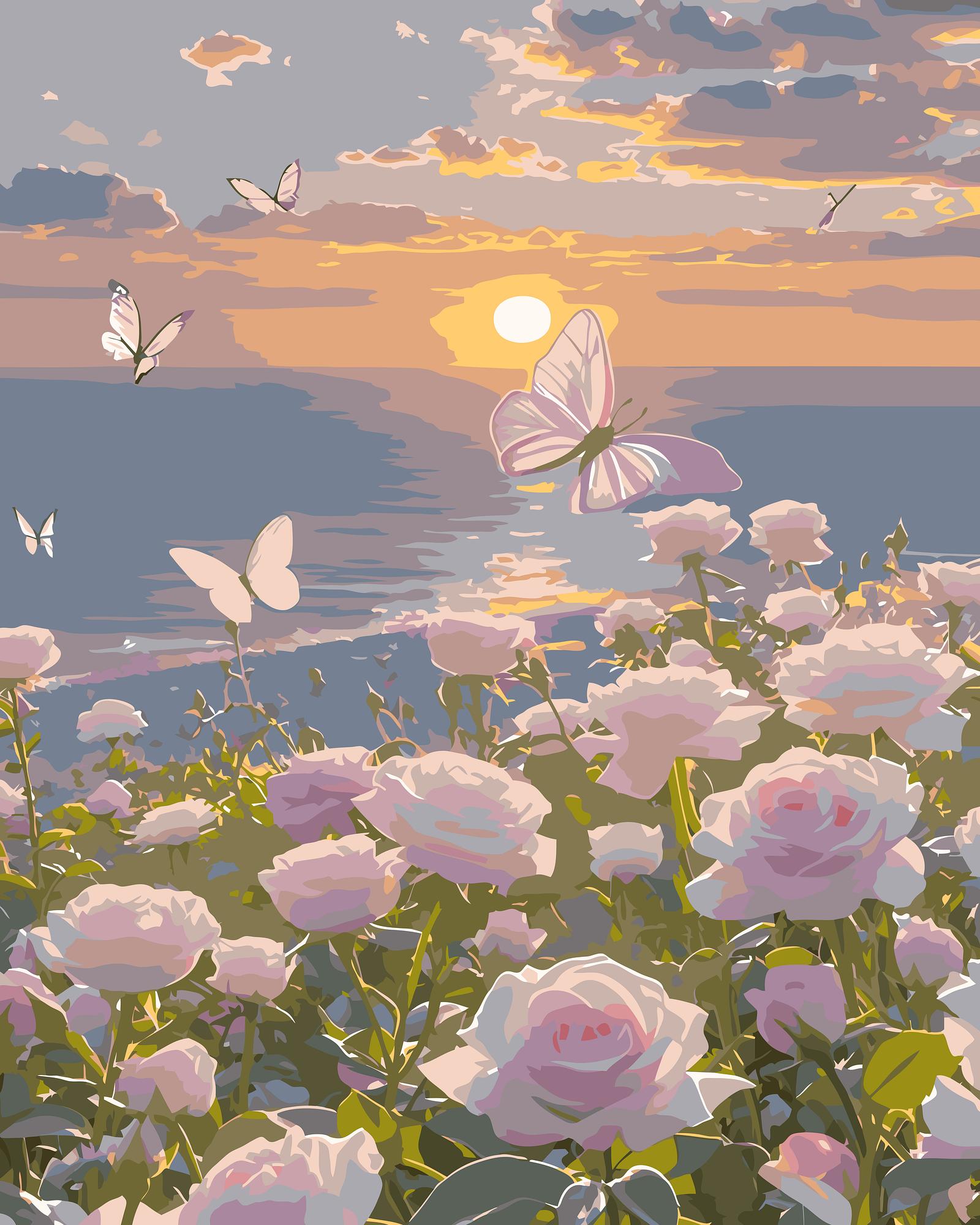 Butterfly Garden Sunset | Paint By Numbers Kit