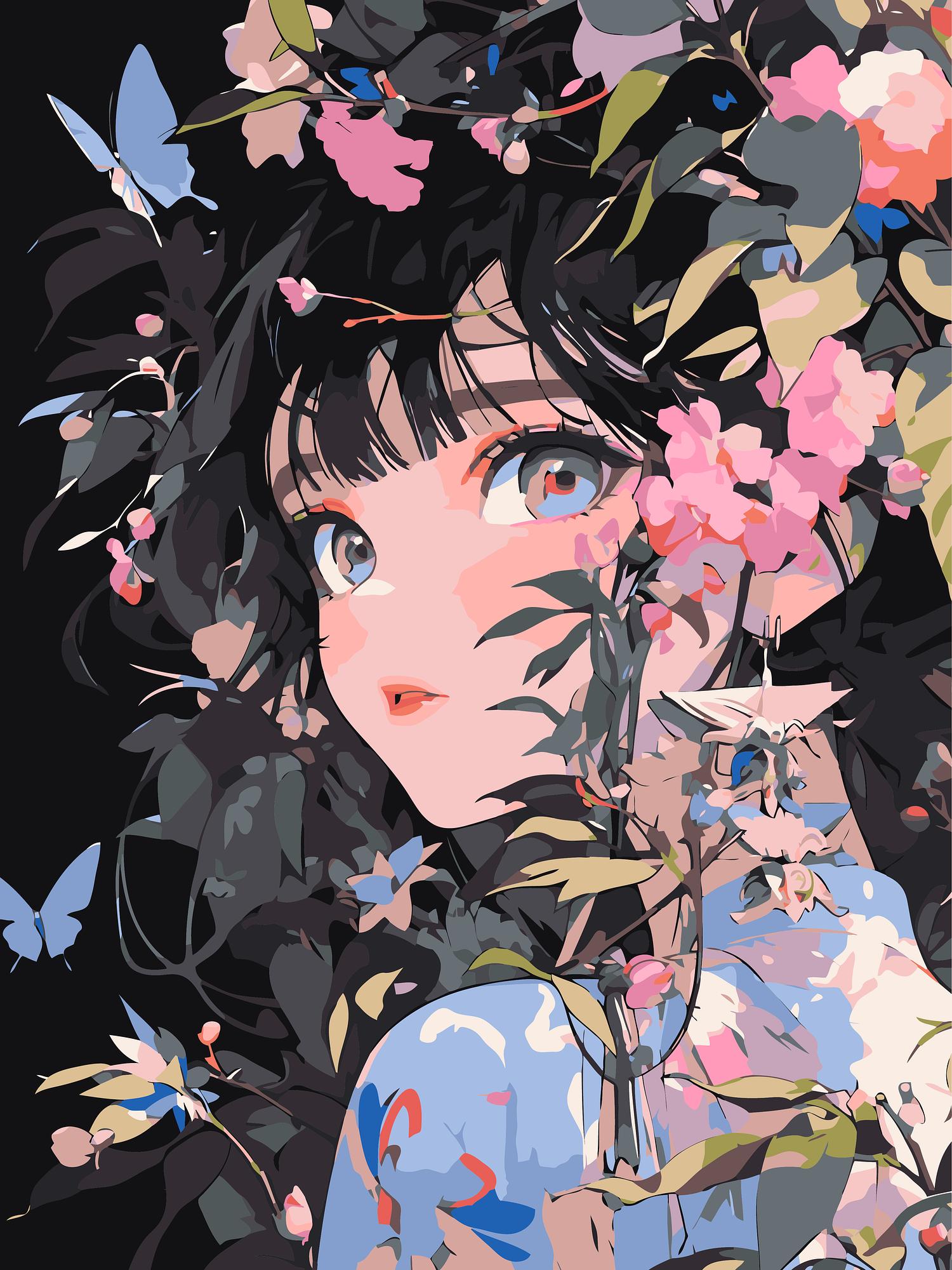 Anime Blossom Girl | Paint By Numbers Kit