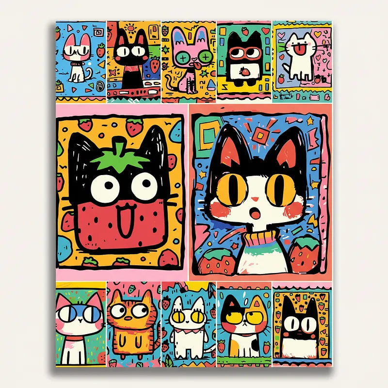 Kawaii Cat Art | Paint By Numbers Kit