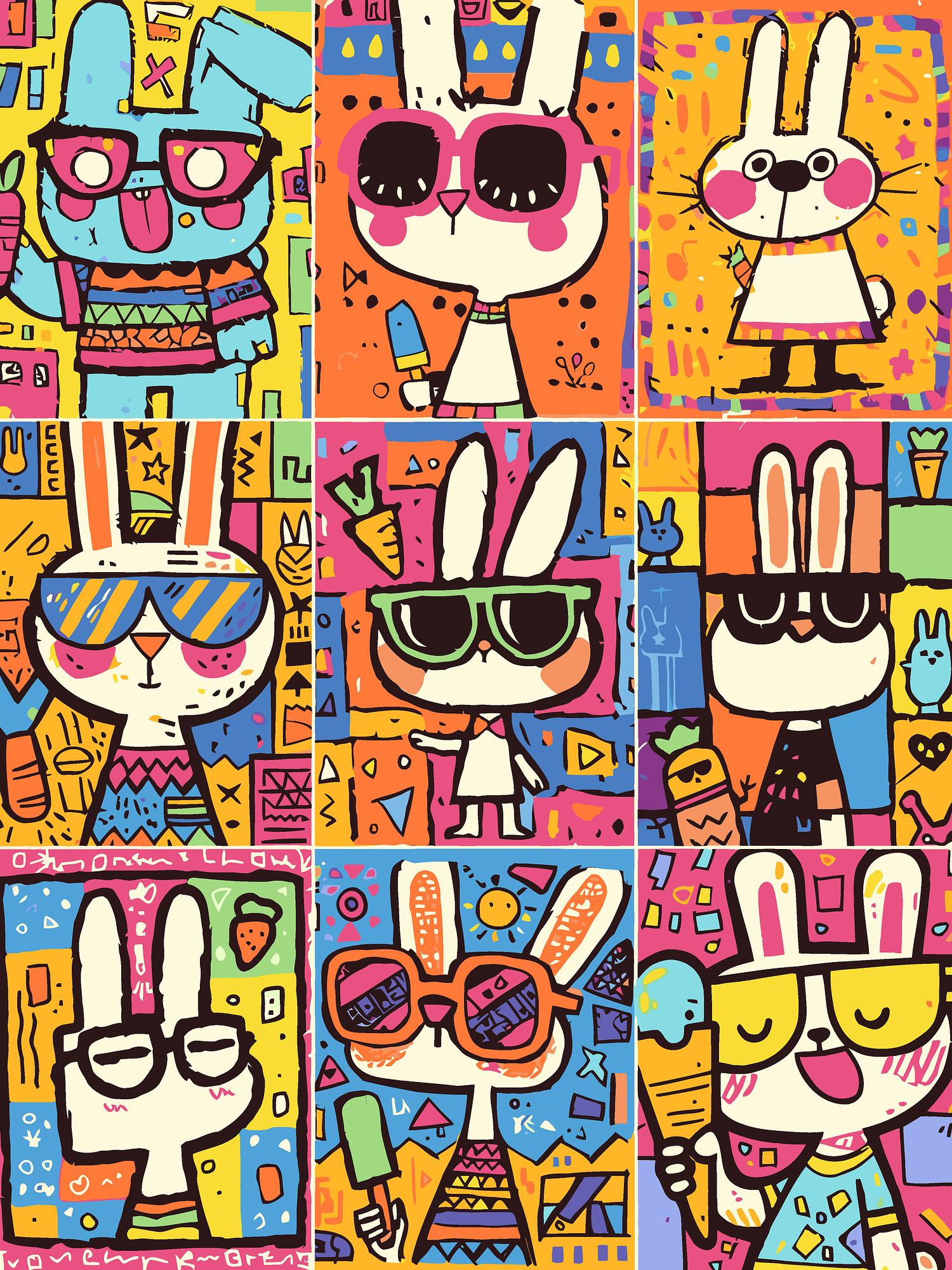 Cool Bunny Characters | Paint By Numbers Kit