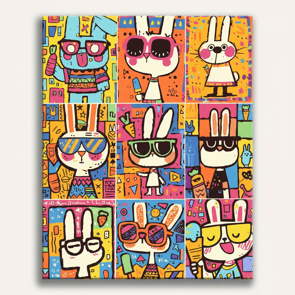 Cool Bunny Characters | Paint By Numbers Kit