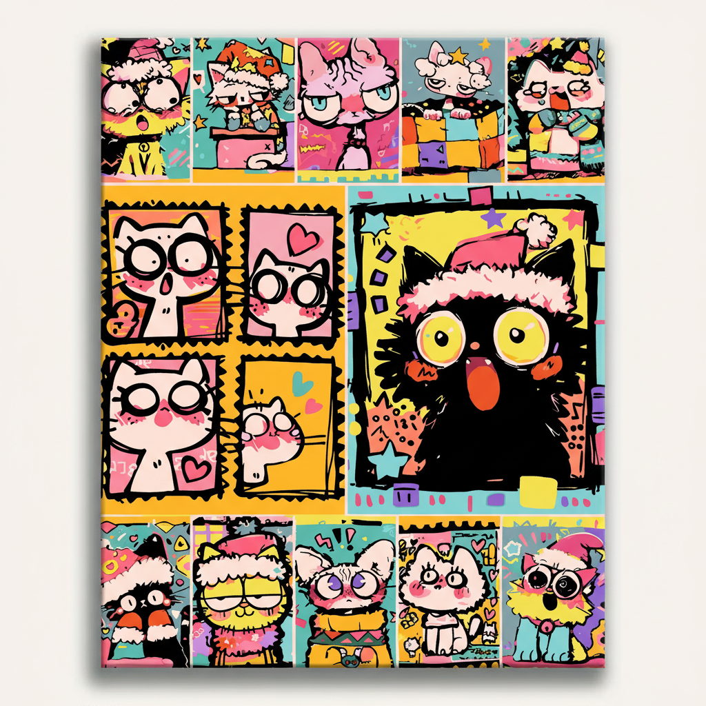 Kawaii Cat Comic | Paint By Numbers Kit