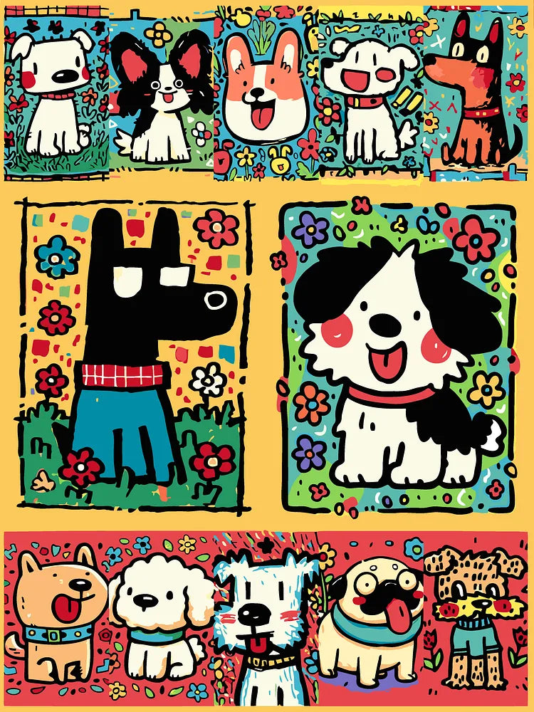 Cartoon Dogs Collection | Paint By Numbers Kit