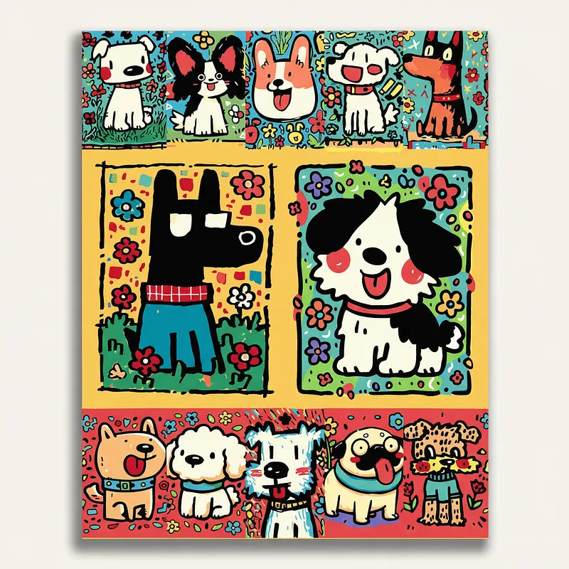 Cartoon Dogs Collection | Paint By Numbers Kit