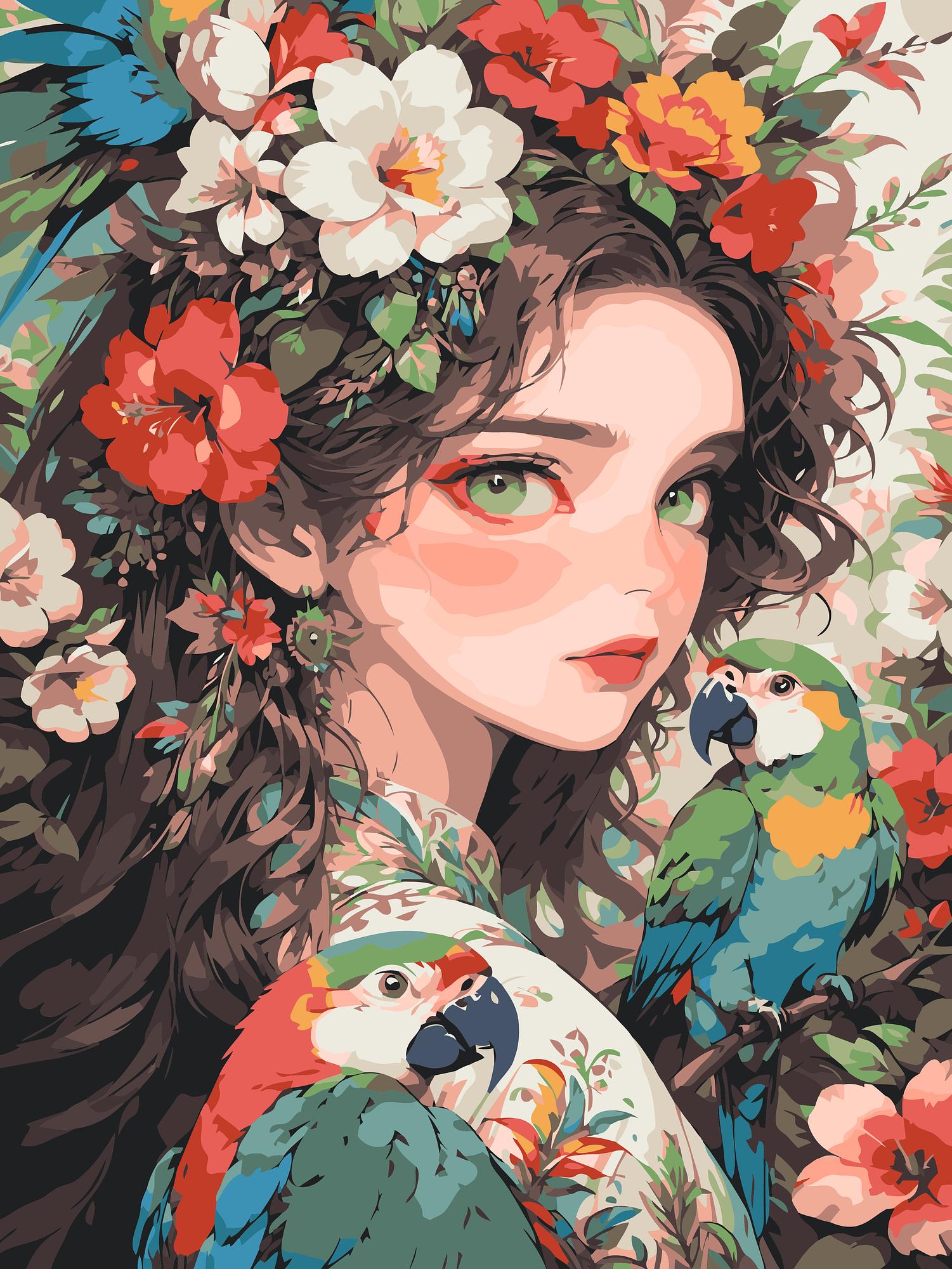 Tropical Floral Birds | Paint By Numbers Kit