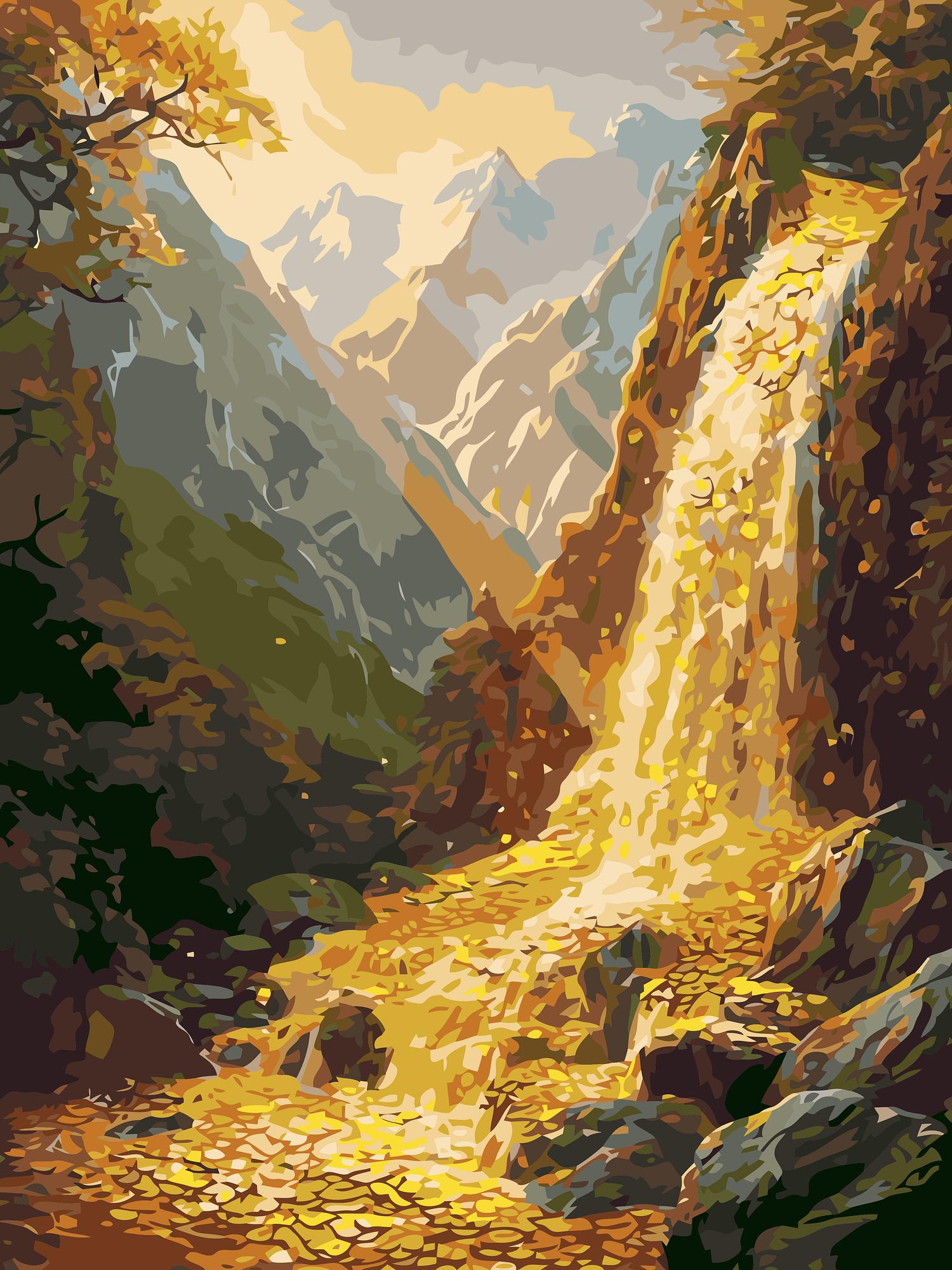 Mountain Waterfall Kit | Paint By Numbers Kit