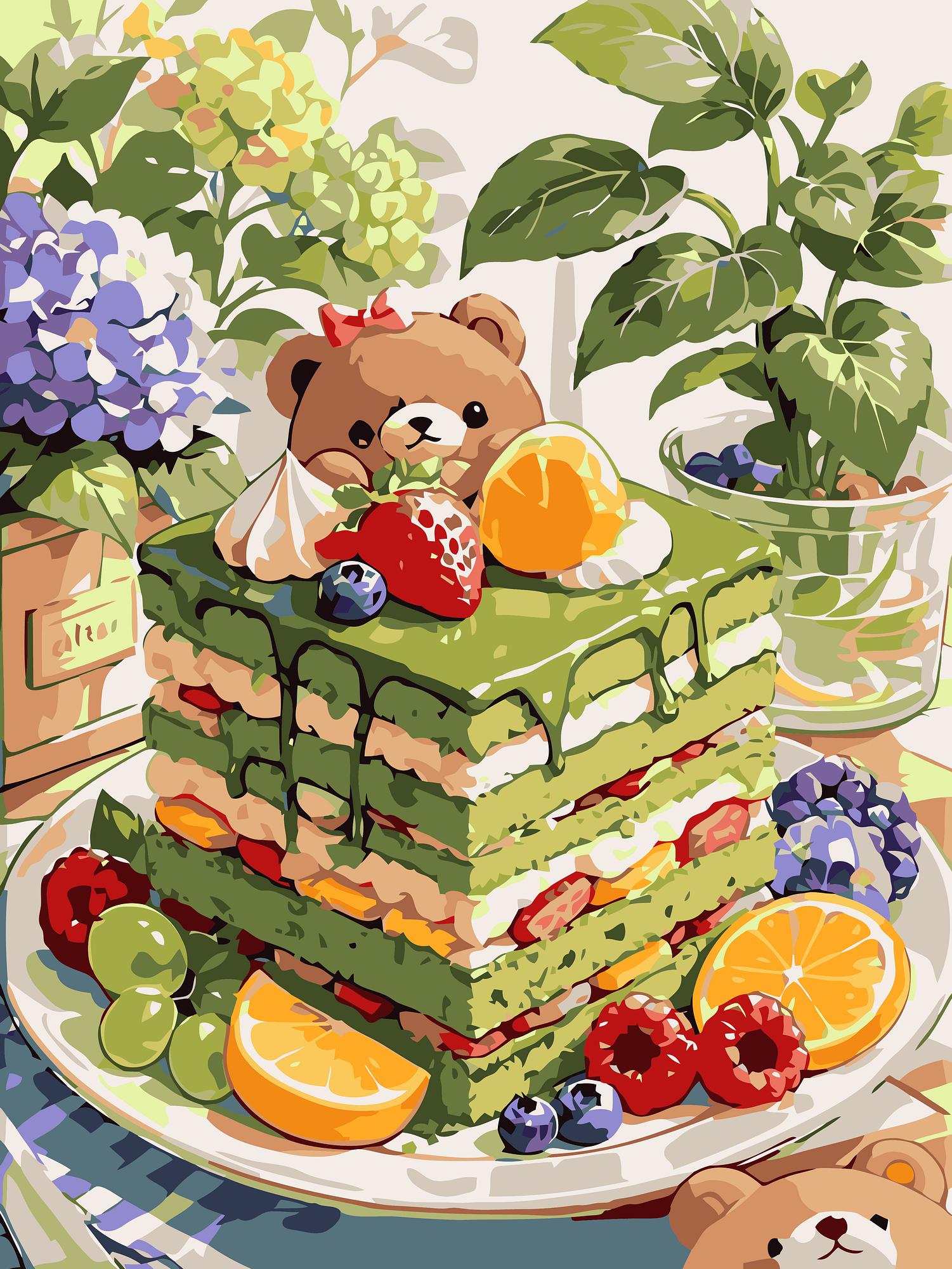 Garden Cake Bears | Paint By Numbers Kit