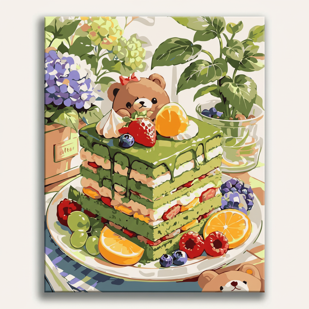 Garden Cake Bears | Paint By Numbers Kit