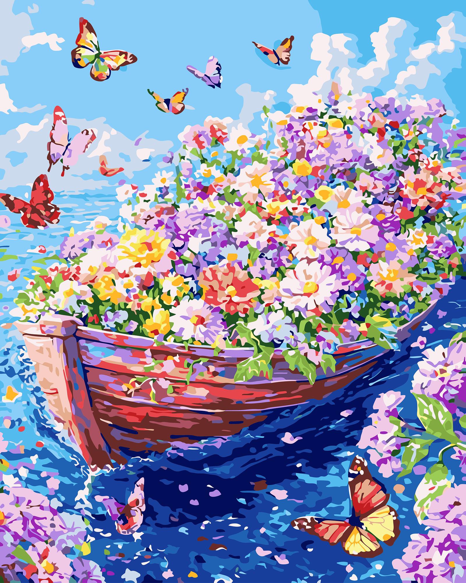 Boat Garden Paradise | Paint By Numbers Kit