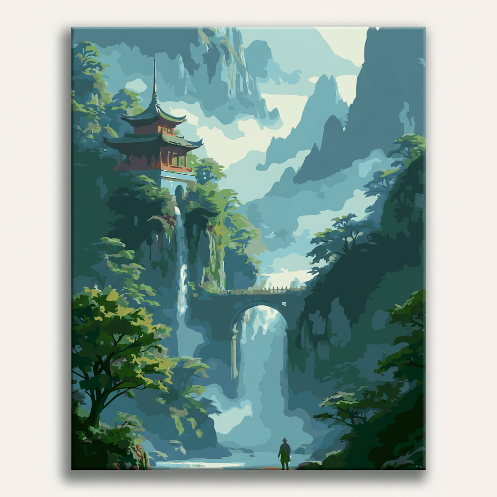 Mountain Temple Scenery | Paint By Numbers Kit