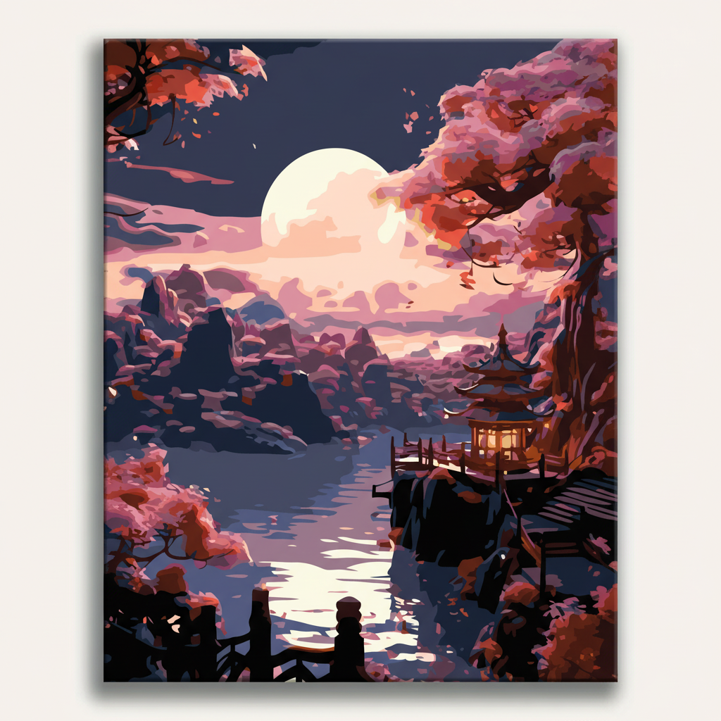 Moonlit Cherry Blossoms | Paint By Numbers Kit