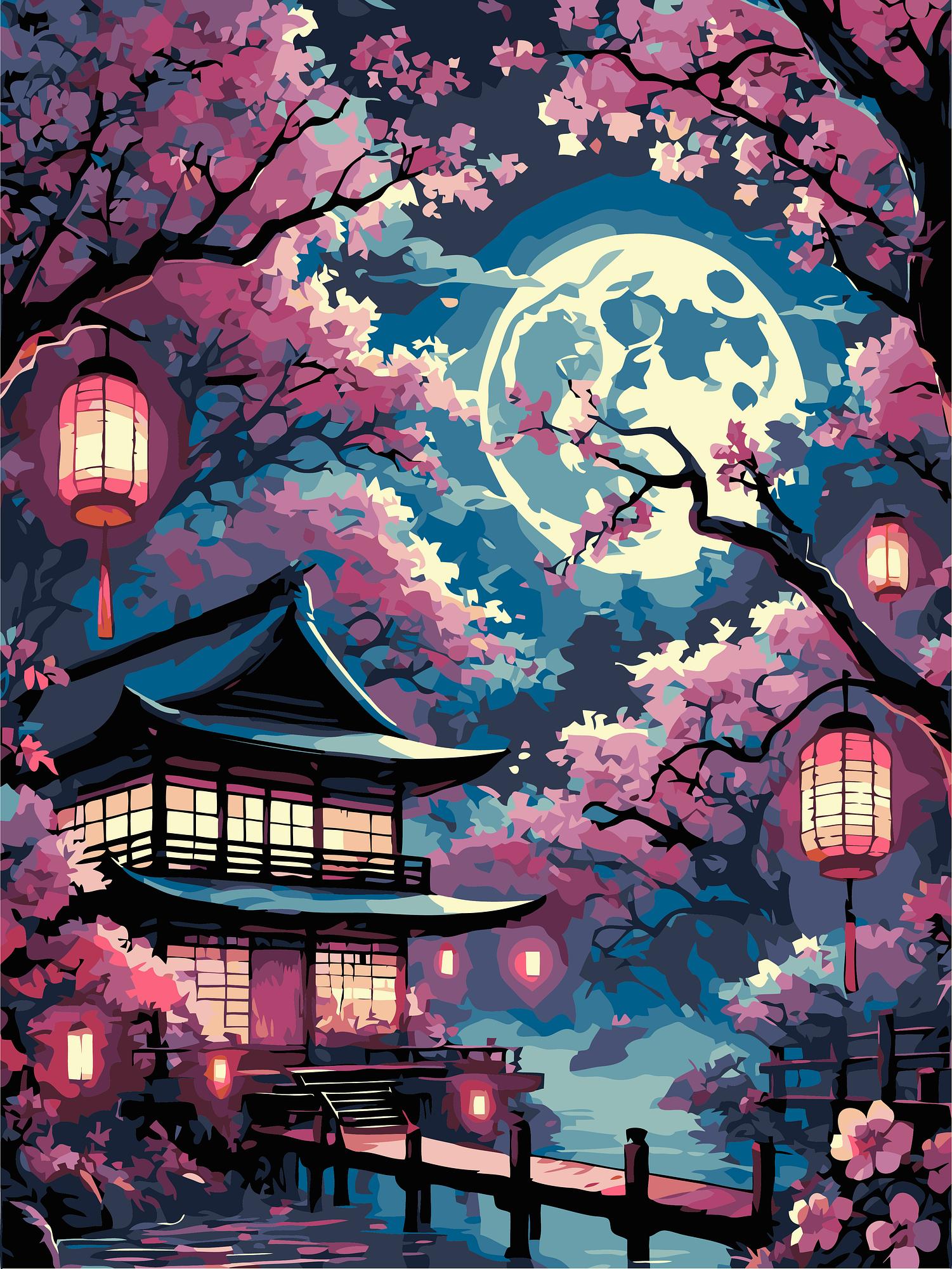 Cherry Blossom Temple | Paint By Numbers Kit