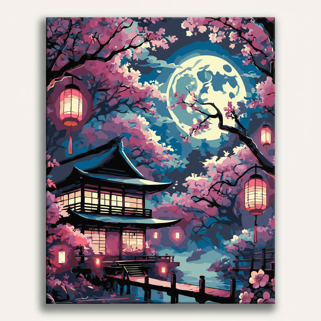 Cherry Blossom Temple | Paint By Numbers Kit