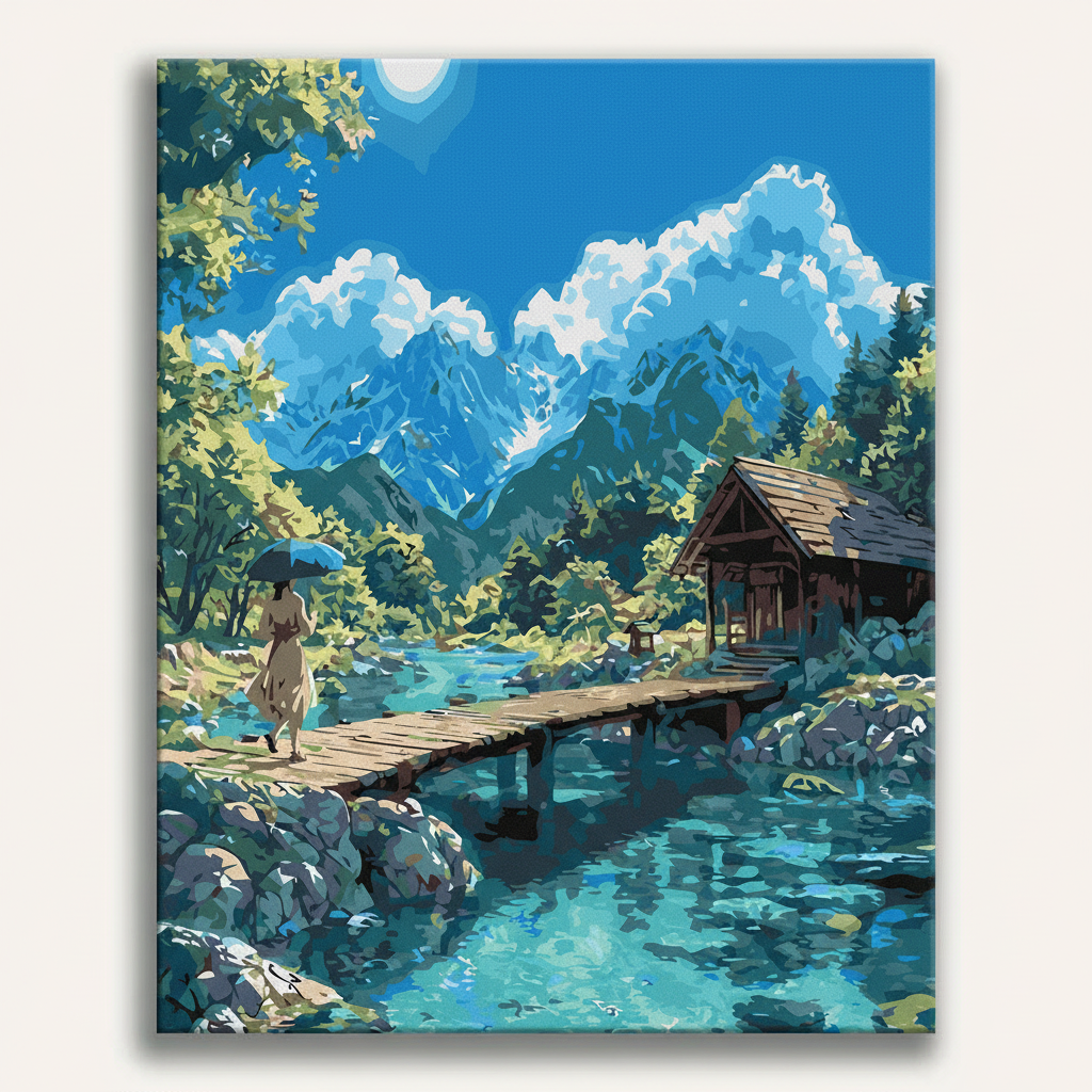 Mountain Lake Cabin | Paint By Numbers Kit