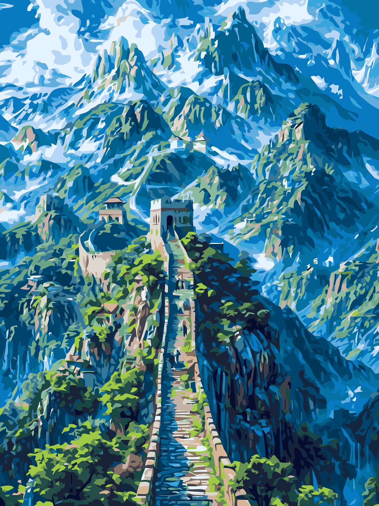 Mountain Castle Painting | Paint By Numbers Kit