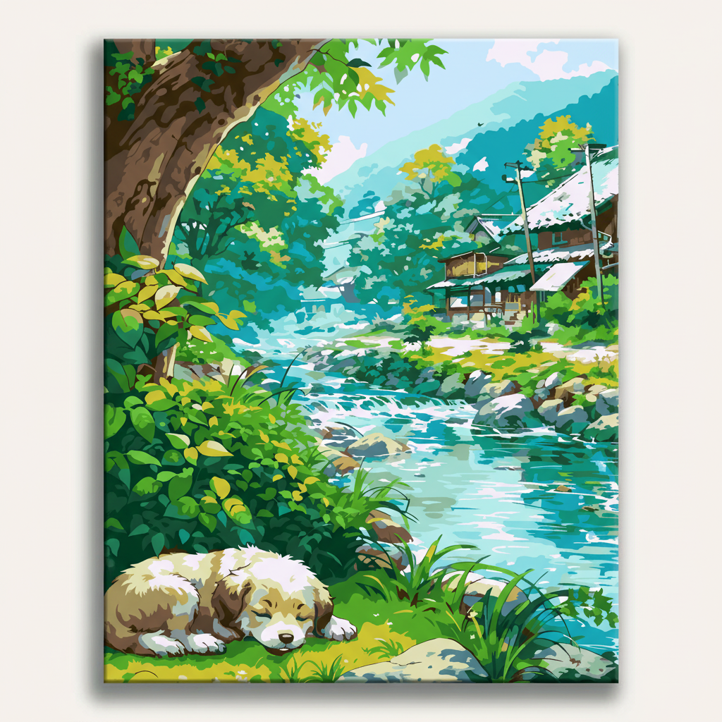 Riverside Village Serenity | Paint By Numbers Kit