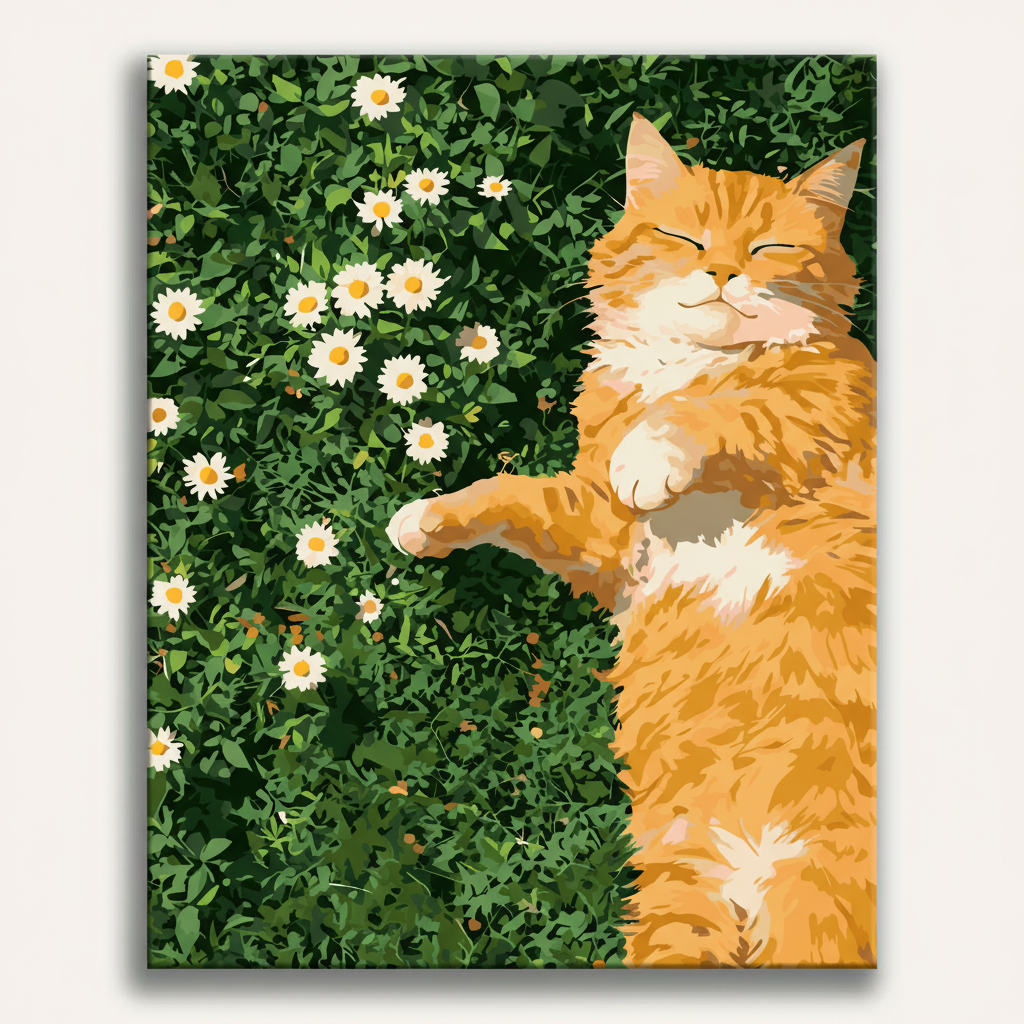 Happy Cat Daisies | Paint By Numbers Kit