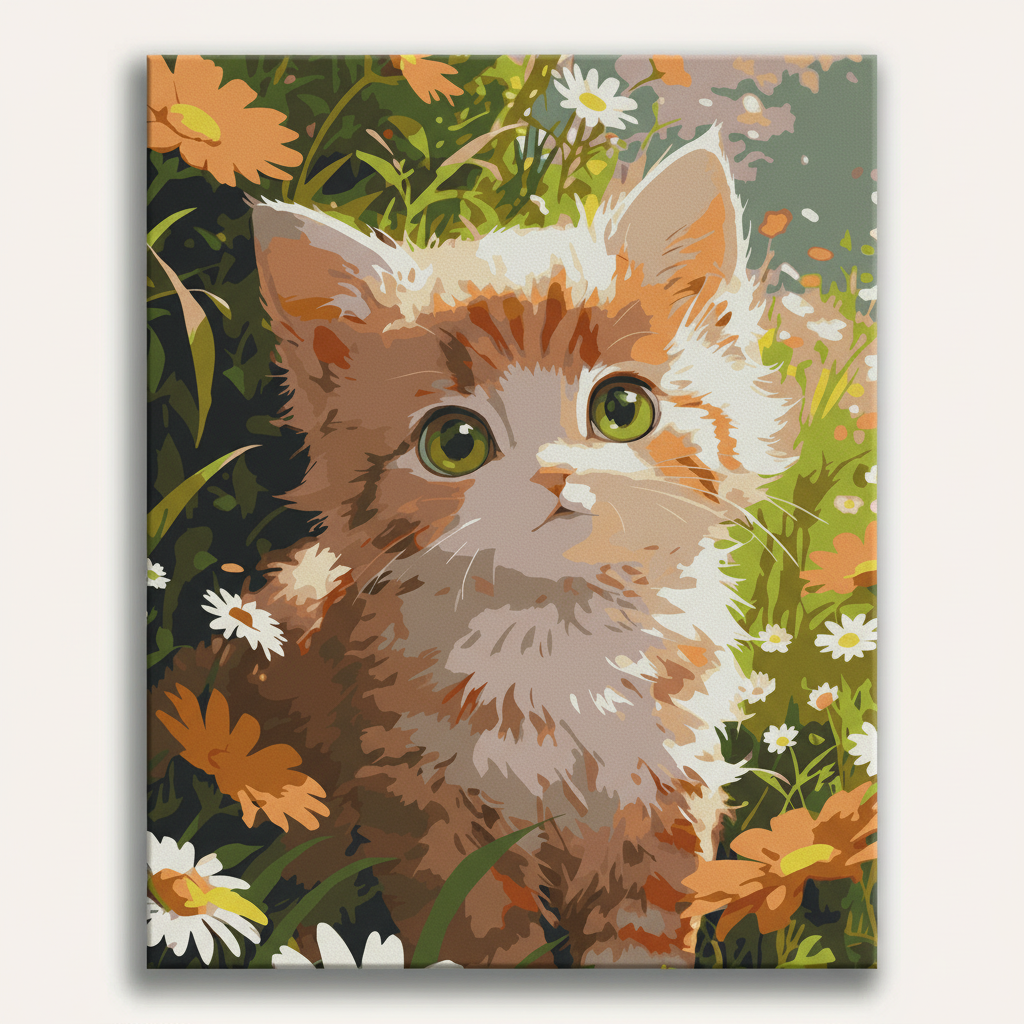 Fluffy Kitten Garden | Paint By Numbers Kit