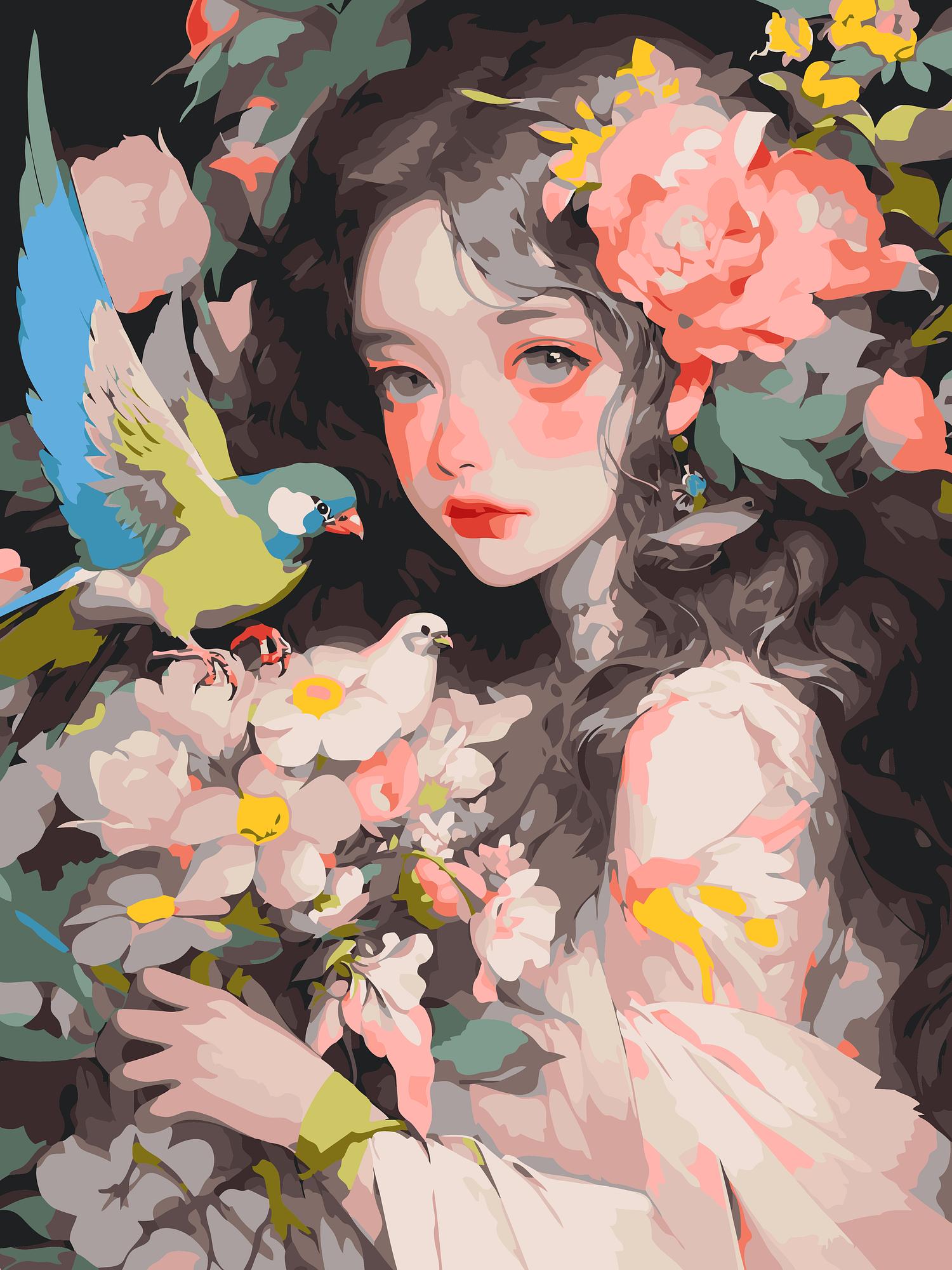 Floral Girl Paradise | Paint By Numbers Kit