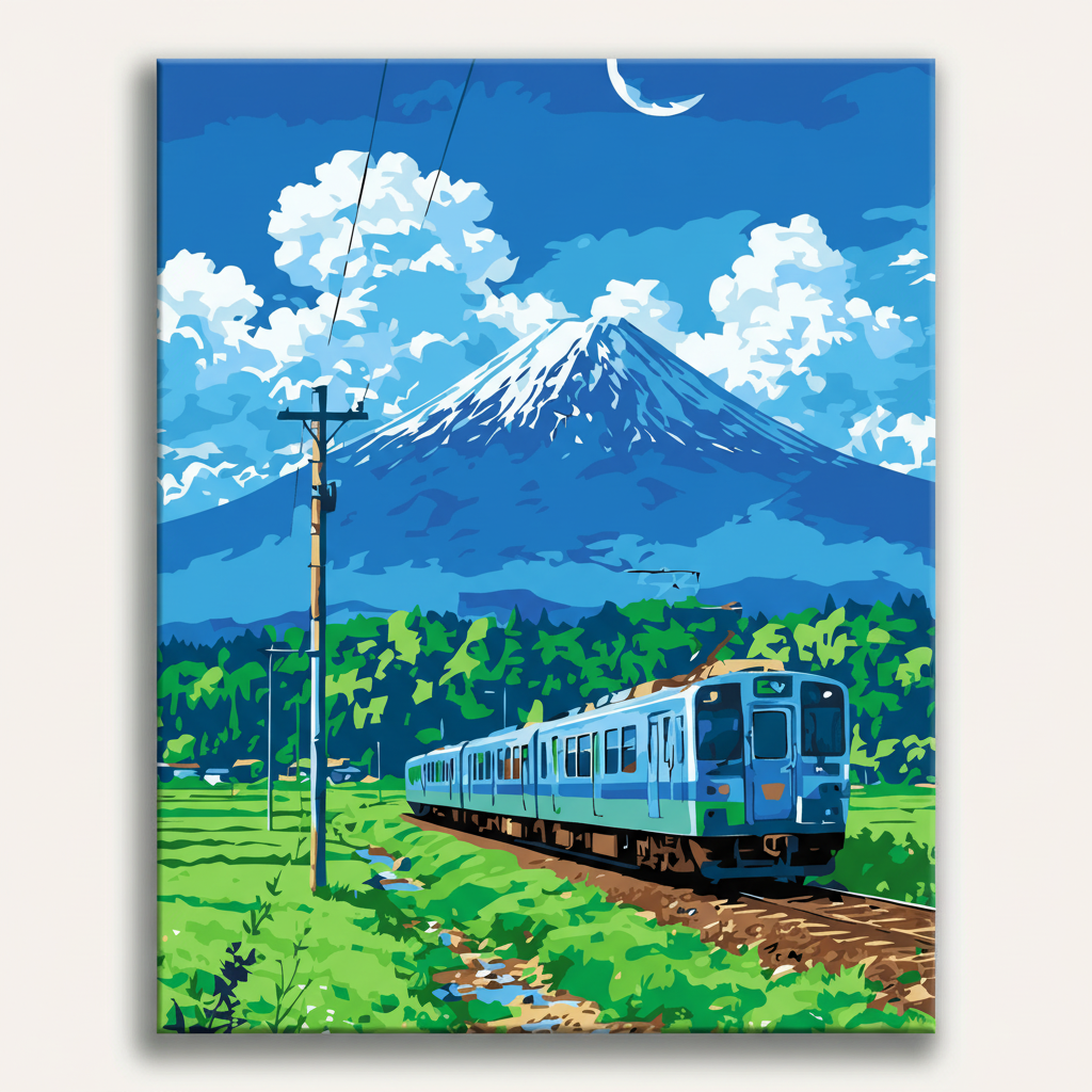 Mount Fuji Train | Paint By Numbers Kit