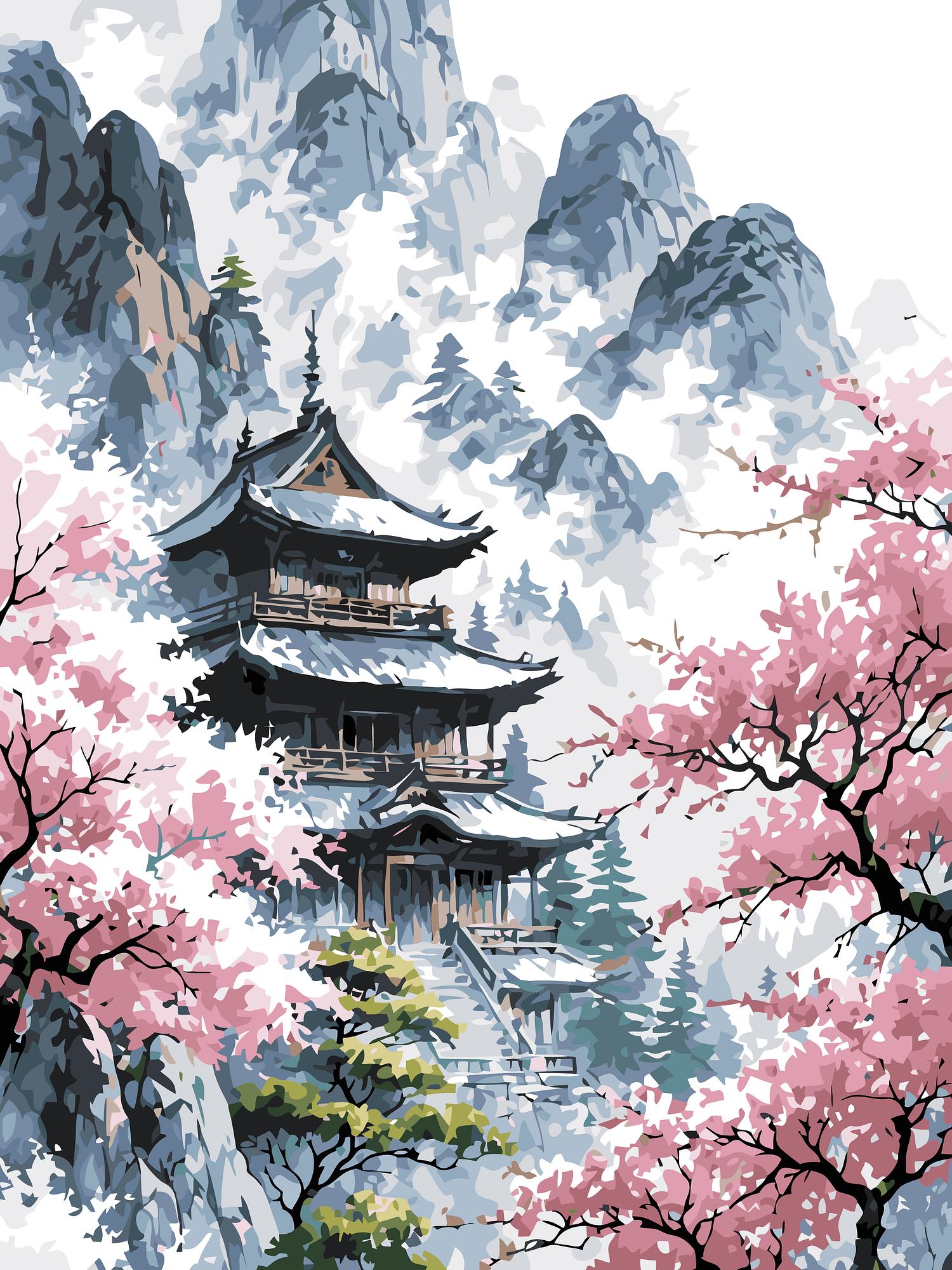 Japanese Temple Pagoda | Paint By Numbers Kit