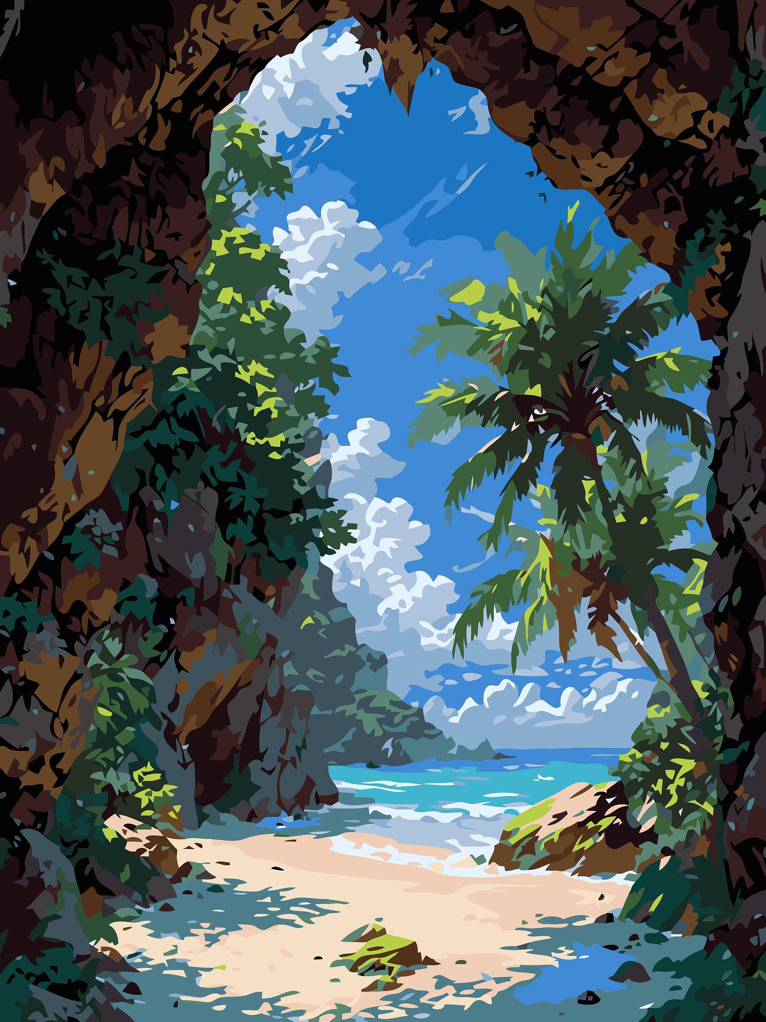 Tropical Cave Escape | Paint By Numbers Kit
