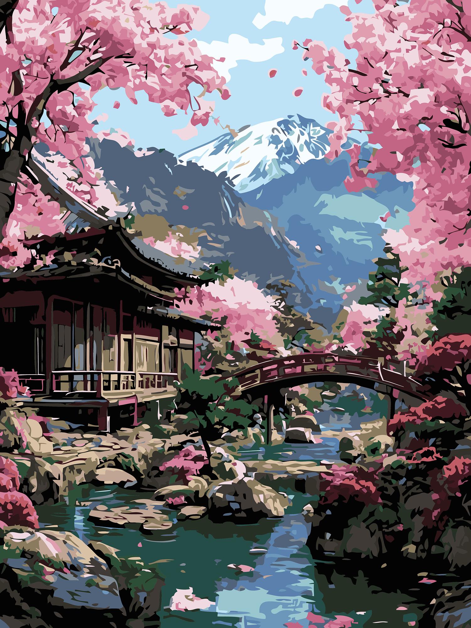 Sakura Mountain Retreat | Paint By Numbers Kit