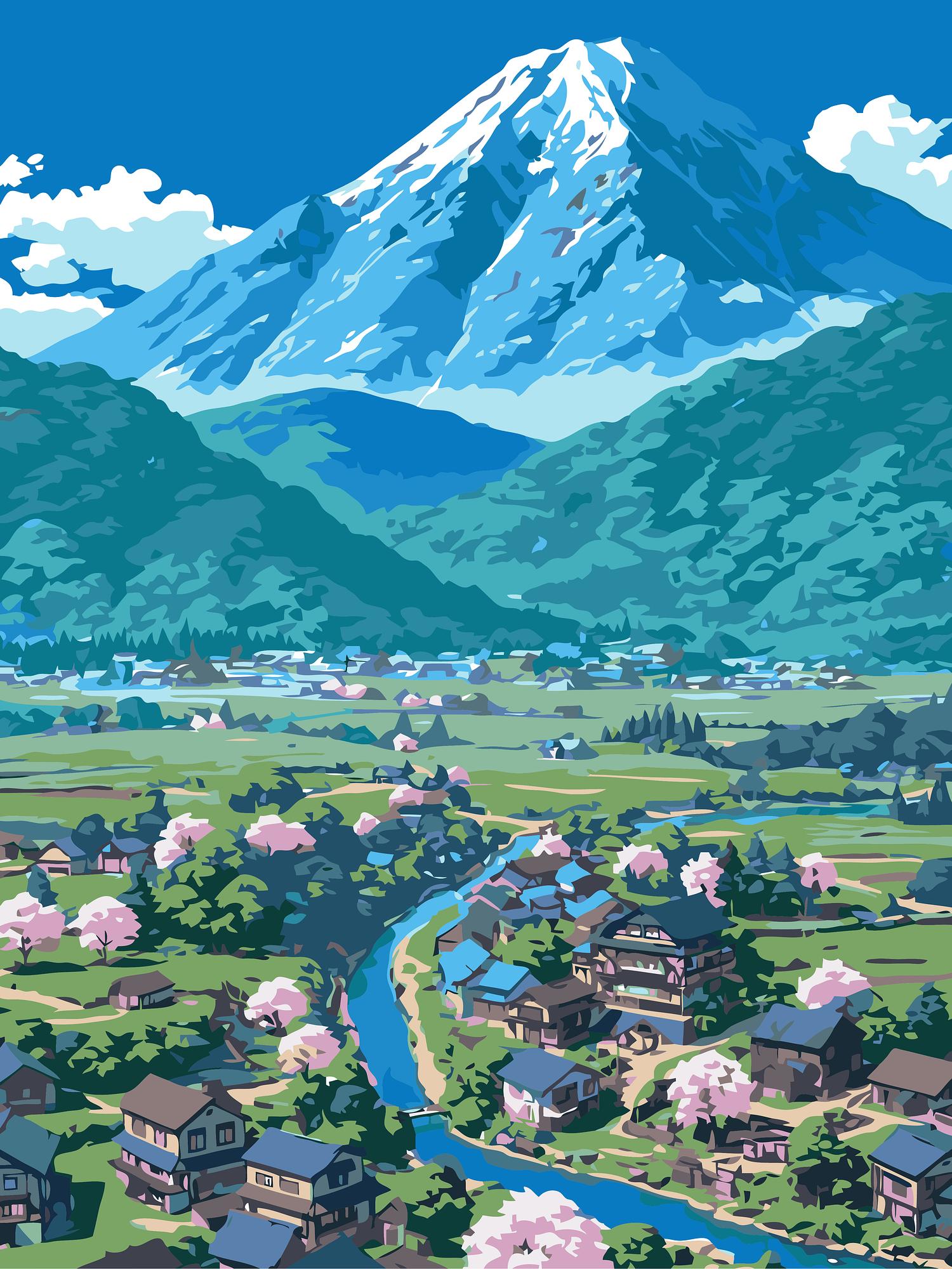 Mountain Valley Painting | Paint By Numbers Kit