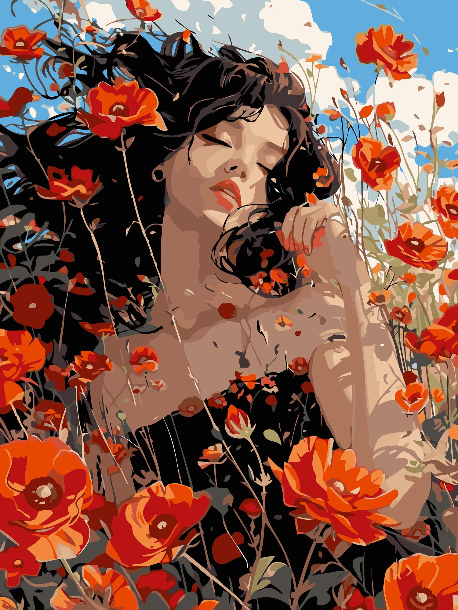 Poppy Field Portrait | Paint By Numbers Kit