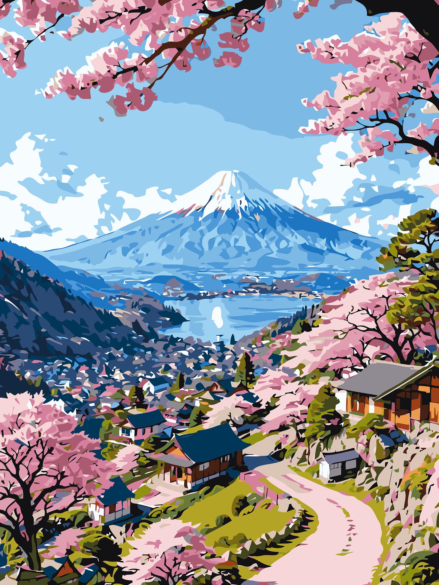 Mount Fuji Sakura | Paint By Numbers Kit