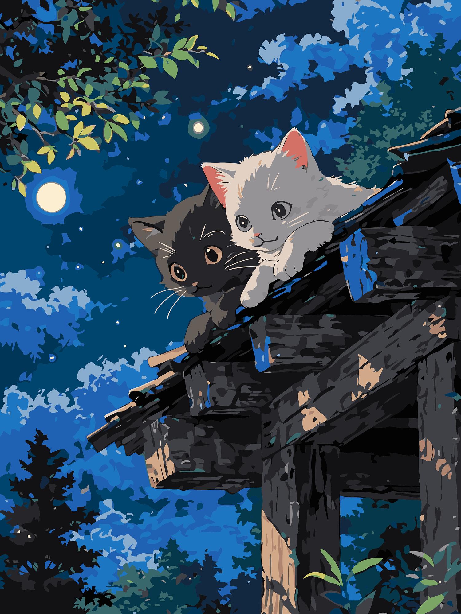 Kittens On Roof | Paint By Numbers Kit