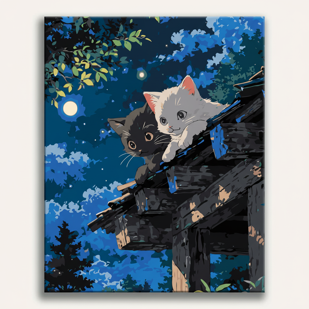 Kittens On Roof | Paint By Numbers Kit