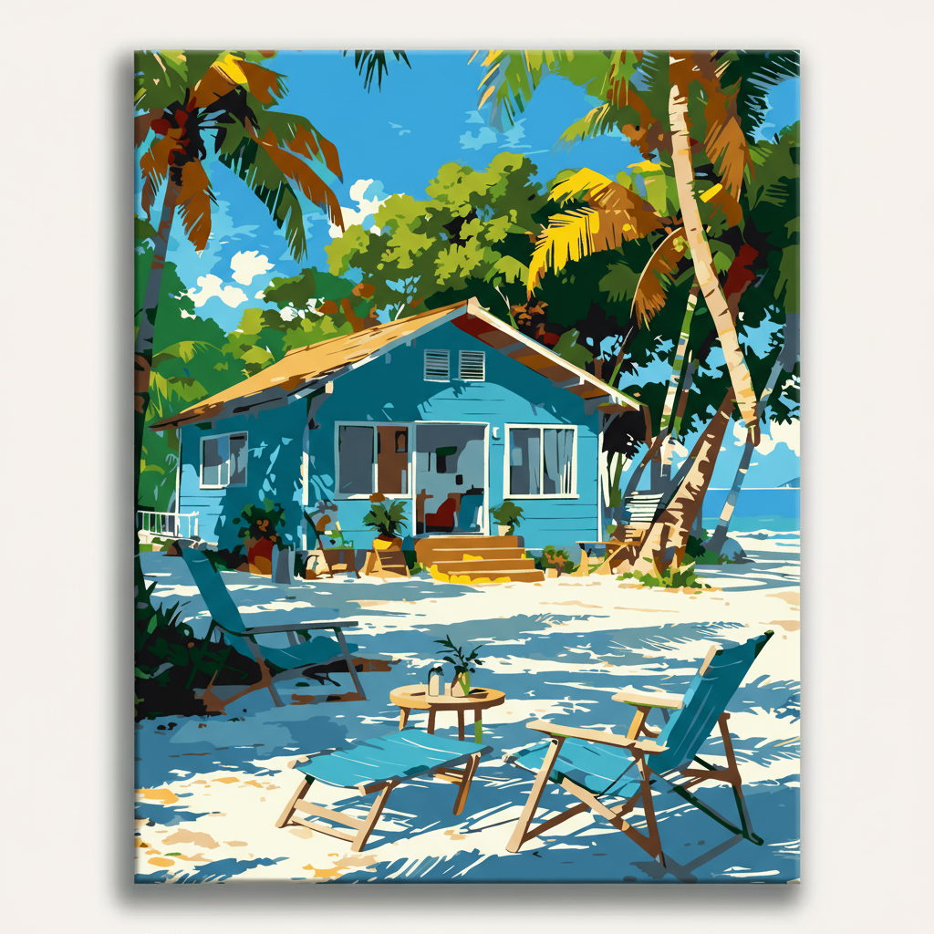 Tropical Beach House | Paint By Numbers Kit