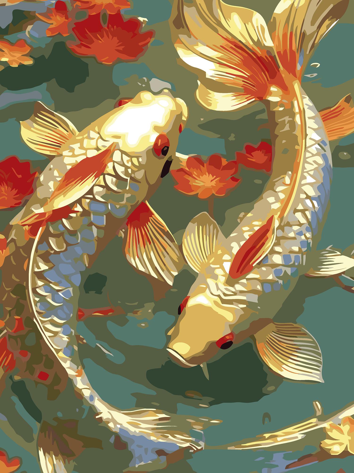 Golden Koi Fish | Paint By Numbers Kit