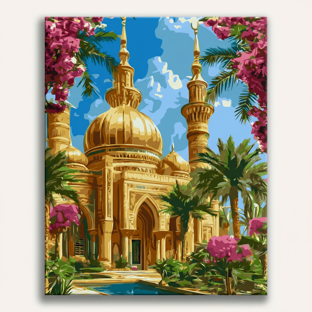 Golden Mosque Paradise | Paint By Numbers Kit