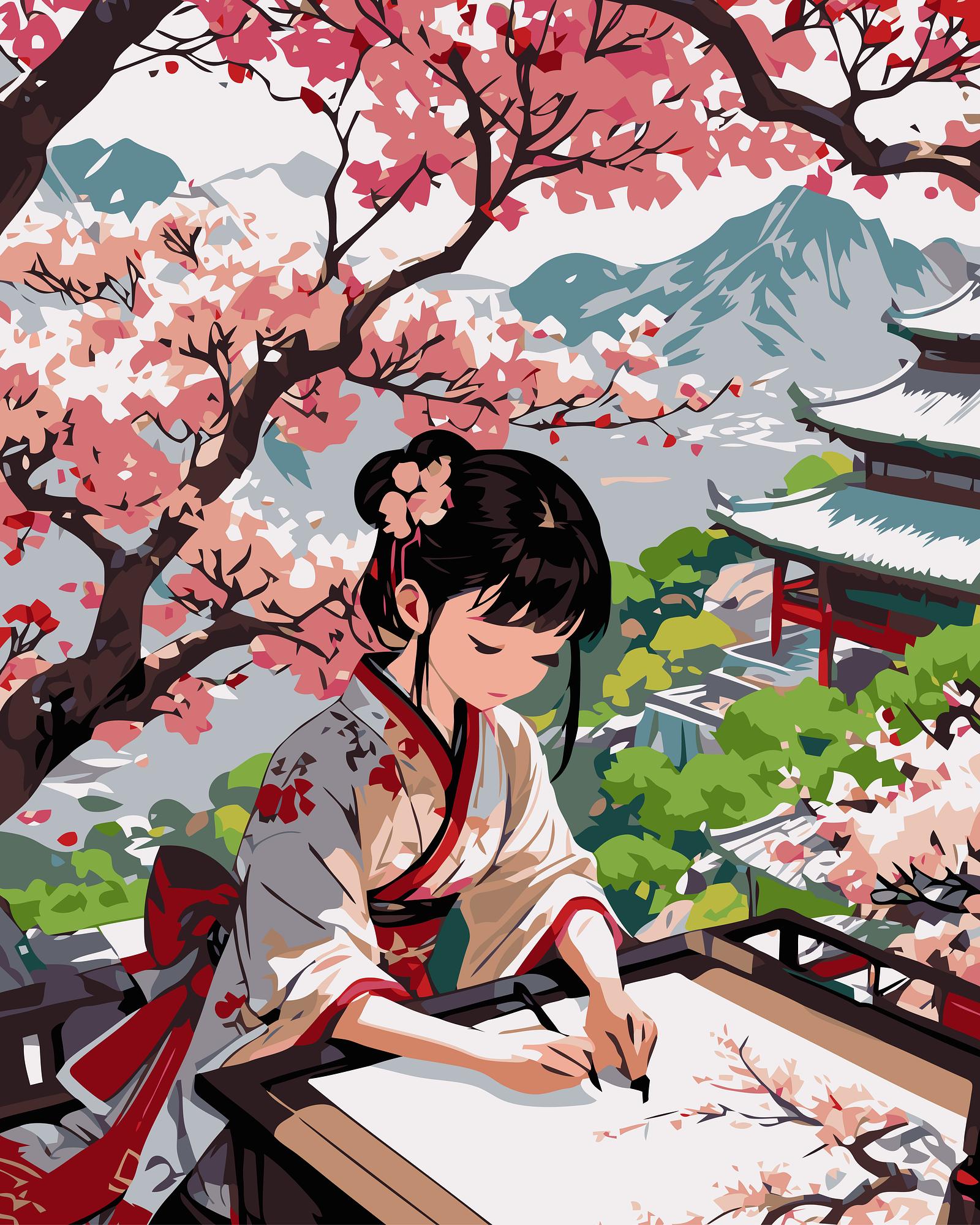 Cherry Blossom Artist | Paint By Numbers Kit