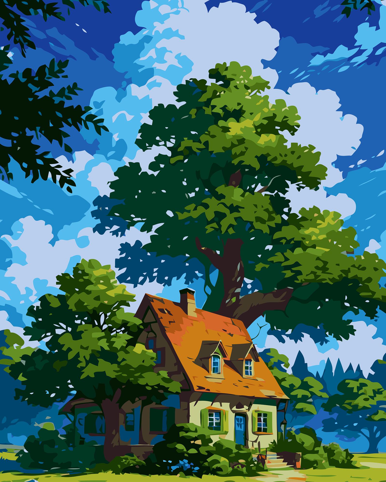 Cottage Tree House | Paint By Numbers Kit
