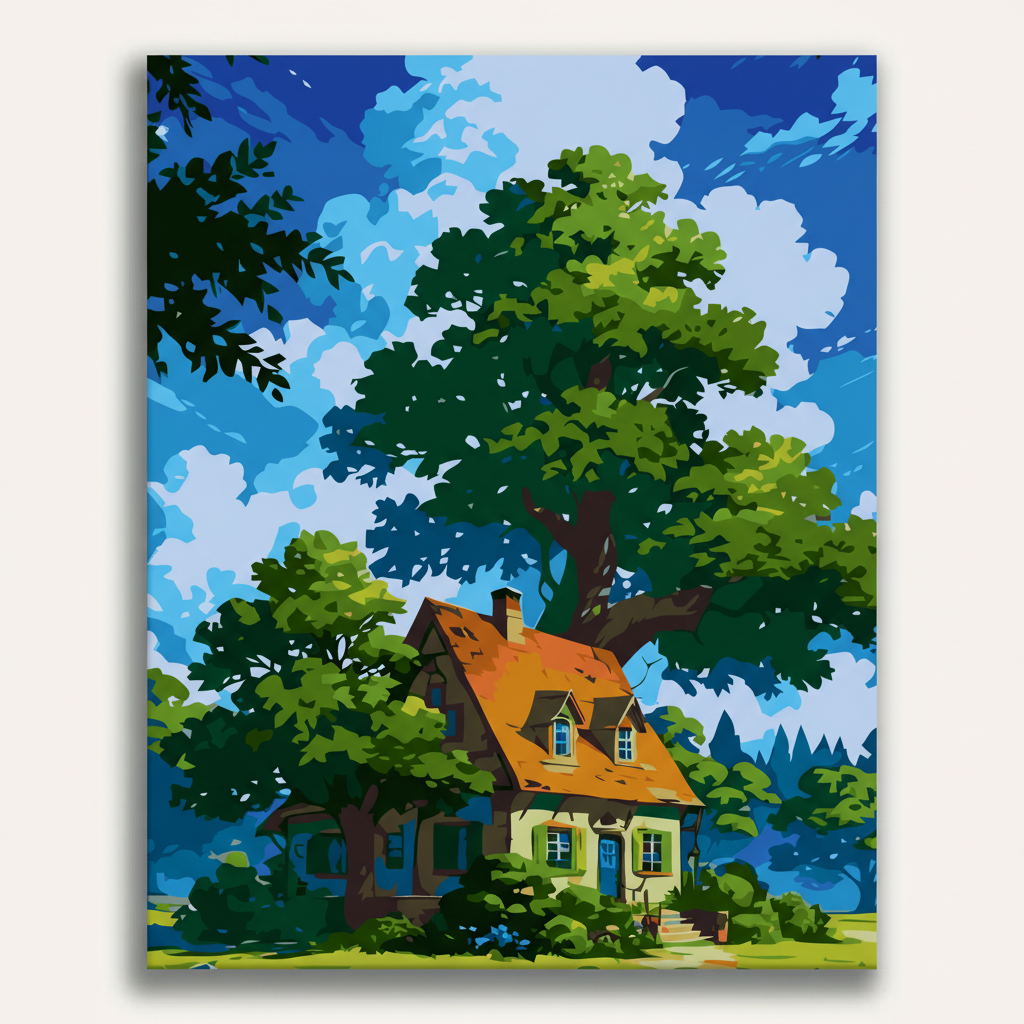 Cottage Tree House | Paint By Numbers Kit