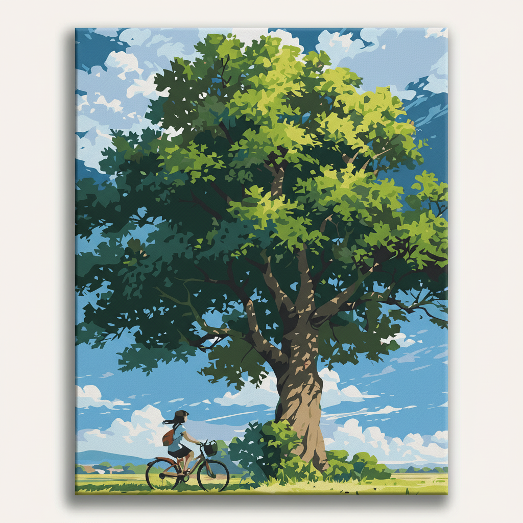 Cyclist Tree Scene | Paint By Numbers Kit