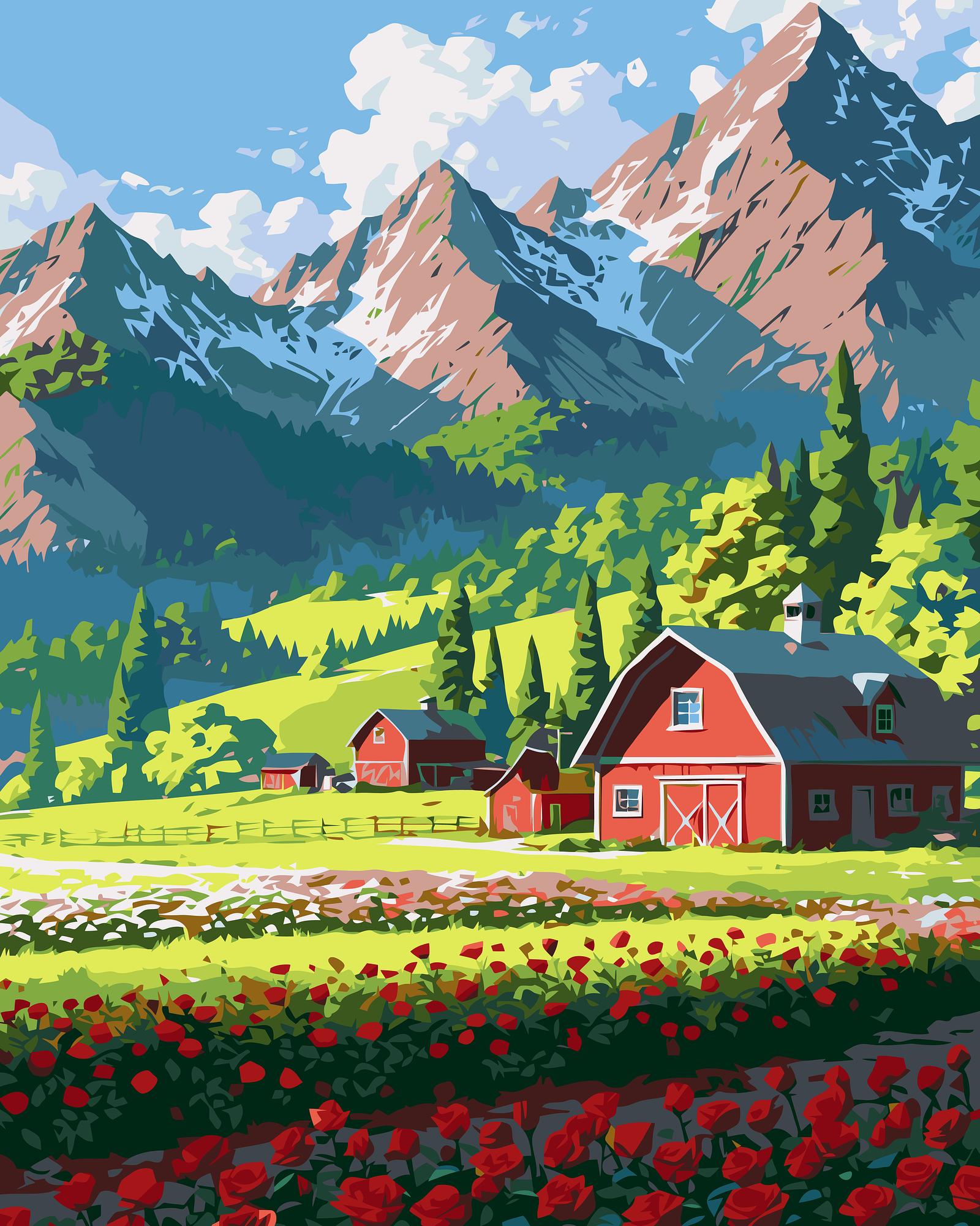 Mountain Farm Valley | Paint By Numbers Kit