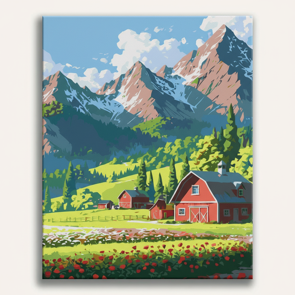 Mountain Farm Valley | Paint By Numbers Kit