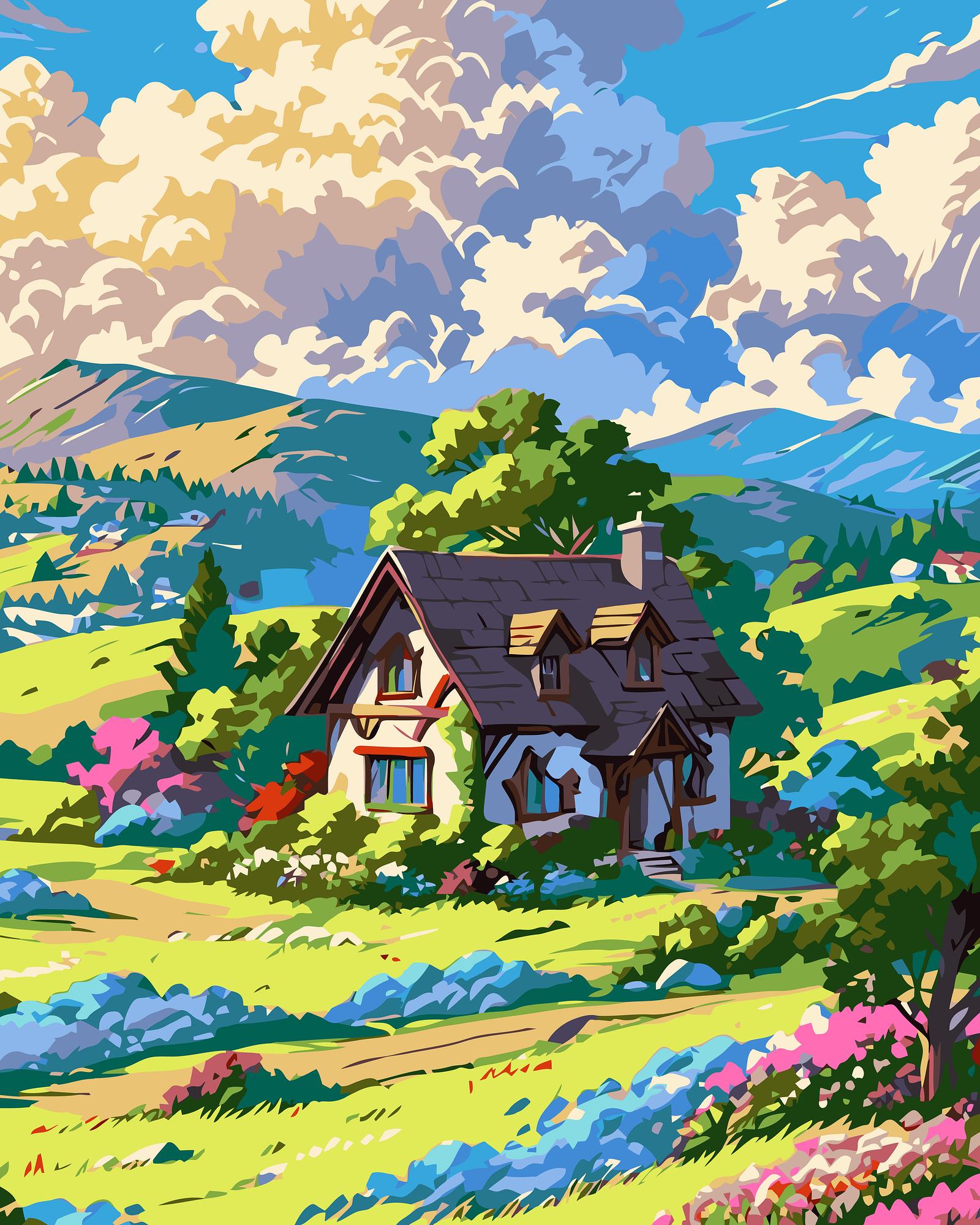 Mountain Cottage Kit | Paint By Numbers Kit