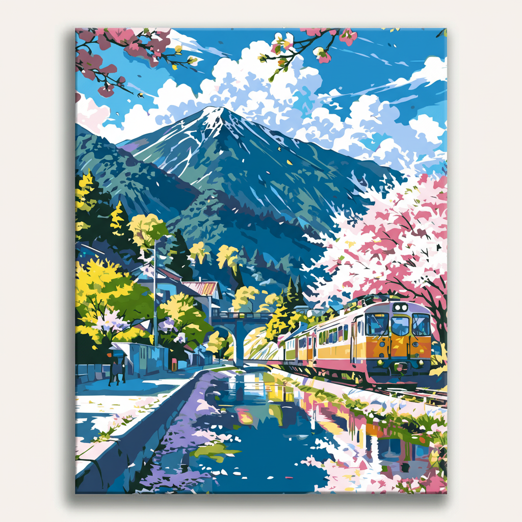 Mount Fuji Train | Paint By Numbers Kit